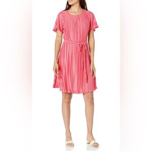 DKNY Women's Jersey Pleated Cocktail Dress Punch color size 12 GORGEOUS